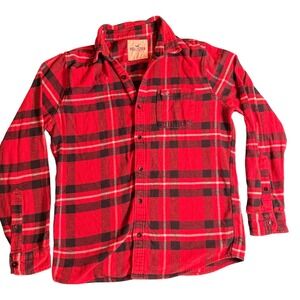Hollister Mens‎ Red Plaid Flannel Button Down Shirt 3D1259 Large L